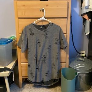 Rusticdime shredded gray t shirt